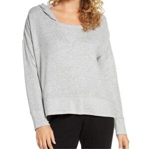BP‎ Women’s Grey Pearl Marl Cozy Hoodie W/ Box Neckline & Side Slit Size: XL